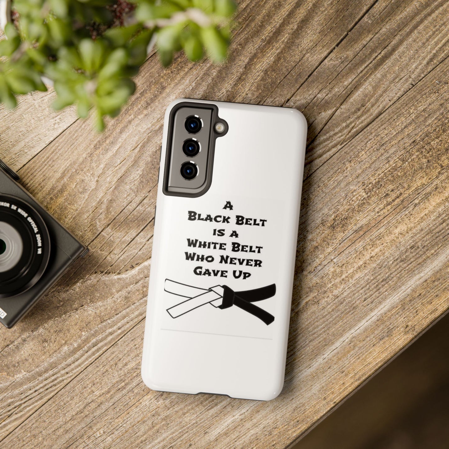 Phone Cases - Black Belt Never Gave Up Quote Design