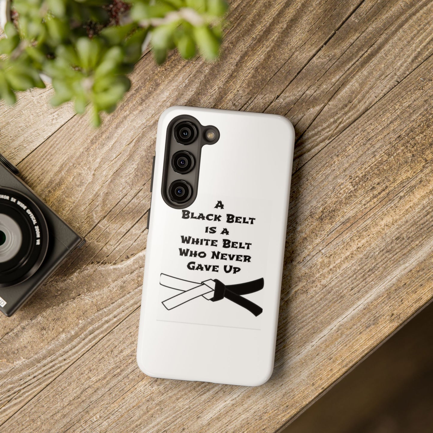 Phone Cases - Black Belt Never Gave Up Quote Design