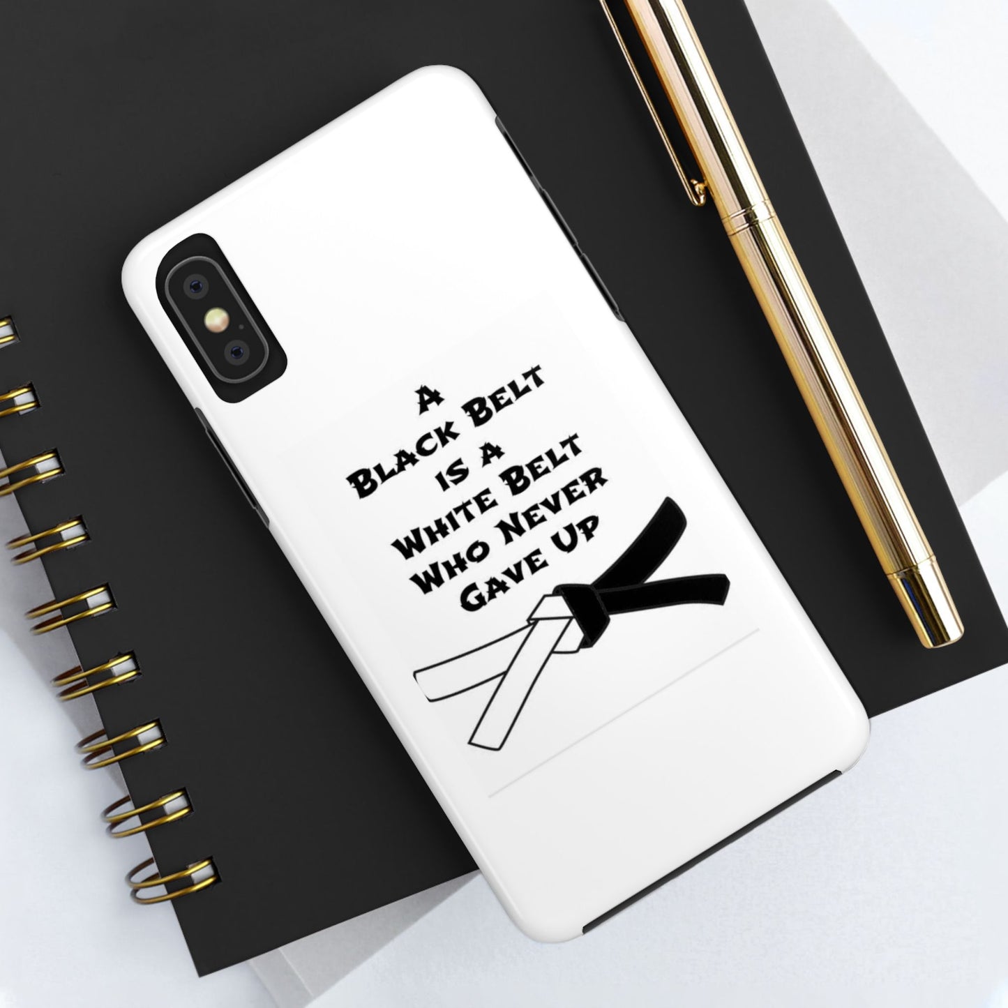 Phone Cases - Black Belt Never Gave Up Quote Design