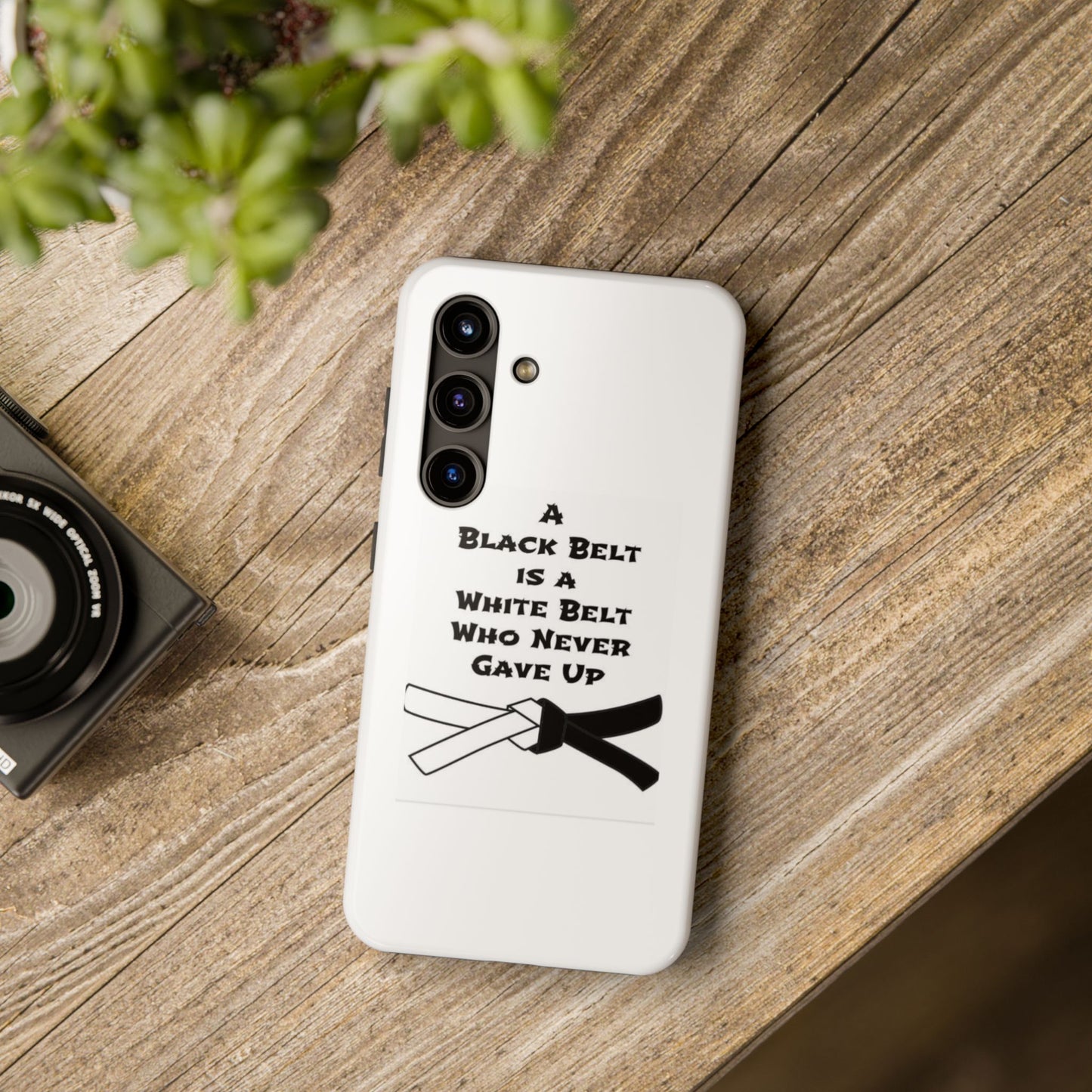 Phone Cases - Black Belt Never Gave Up Quote Design