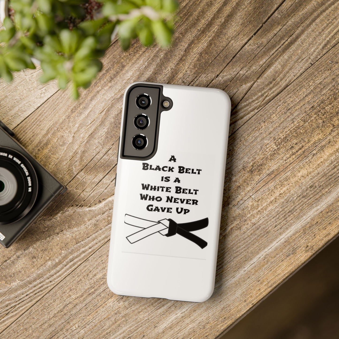 Phone Cases - Black Belt Never Gave Up Quote Design