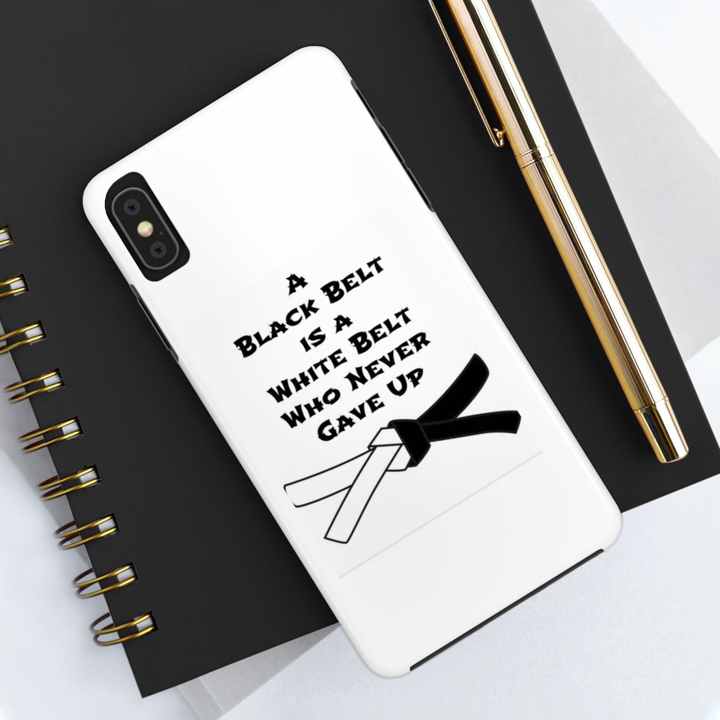 Phone Cases - Black Belt Never Gave Up Quote Design